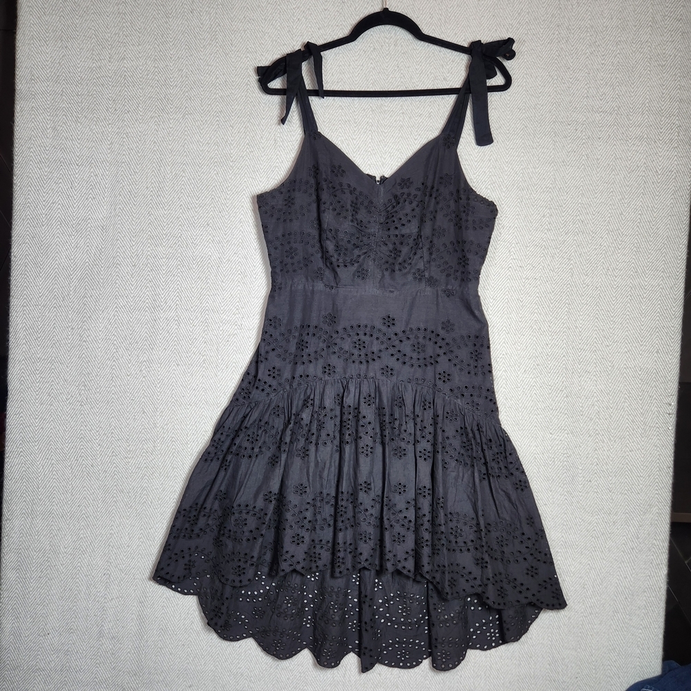 Women’s Black Eyelet Tie-Shoulder High-Low SunDress Size L